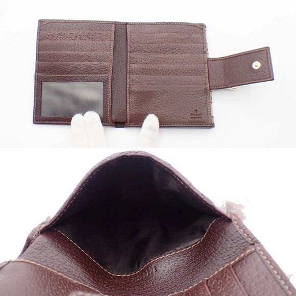 GUCCI Abbey GG Pattern Bifold Wallet Purse Canvas Leather Brown GHW 34YH606Pleas - Picture 9 of 14
